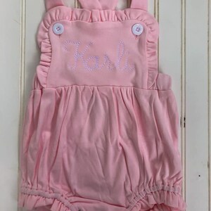 Monogrammed Ruffle Sunsuit-Baby Girl Embroidered Summer Sunsuit image 6
