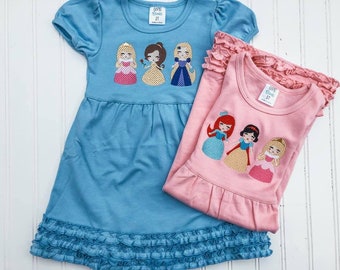 Build Your own Princess Bundle Dress-Girls Faux Smocked Disney Princess Dress, Shirt, Bodysuit, Romper