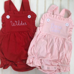 Monogrammed Ruffle Sunsuit-Baby Girl Embroidered Summer Sunsuit image 1