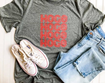 Retro Hogs Tee-Womens Unisex Bella Canvas Razorback Tee