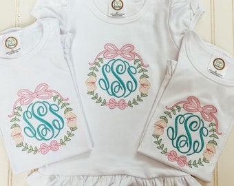 Easter Bunny Monogrammed Frame Ruffle Shirt-Girls Monogrammed Bunny Shirt, Bodysuit, Bubble, Dress