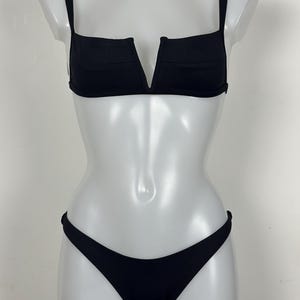 Classic Black Bikini Set with V-Neck Top