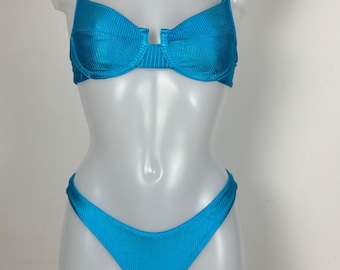 Vibrant Ribbed Blue Bikini Set