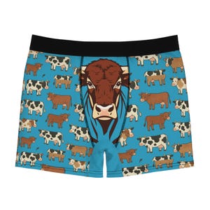 Calzoncillos tipo bóxer Bully / Estampado integral de cabeza de vaca azul y parte trasera