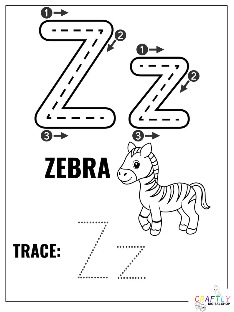 Alphabet Coloring Pages U to Z | Letter Tracing Printable for Preschool ...