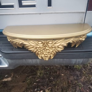 REDUCED Free Shipping Vtg Mid Century Ornate Gold Flowers Designs SYROCO Style Wall Display SHELF, Hollywood Regency