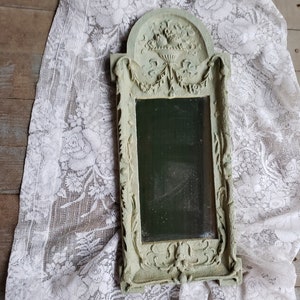 FREE SHIPPING Vtg Heavy Plaster Resin Grecian Stone Style Victorian Scroll Designs Wall Mirror