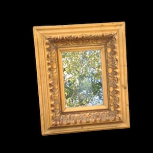 REDUCED FREE SHIPPING Vtg Antique Look Gold Tone Victorian Designs Wood Framed Wall Mirror, 10.5 x 12.5