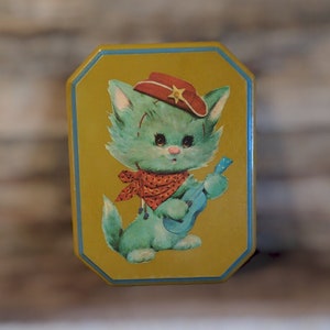 ENVÍO GRATIS Vtg Mid Century Kitty Cat Cowgirl Placa de pared de madera