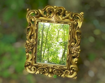 REDUCED FREE SHIPPING Vtg Highly Ornate Victorian Designs Large Gold Syroco Wall Decor Mirror, 20 x 26