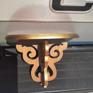 REDUCED FREE SHIPPING Vtg Victorian Look Scroll Designs Shabby Wood Wall Display Shelf