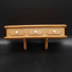 REDUCED FREE SHIPPING Vtg Mid Century Syroco Style Faux Drawers Wall Display Shelf, 21.5 x 8