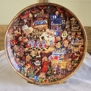 FREE SHIPPING Vtg 1995 Pepsi Co. Santas Pepsi Cola Workshop Collectors Plate, Franklin Mint