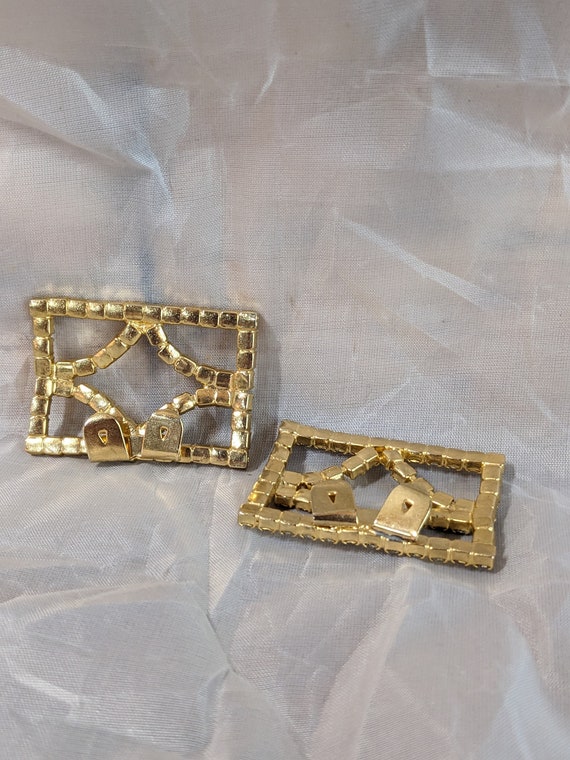 FREE SHIPPING Vtg Mid Century Gold Metal Rhinesto… - image 2