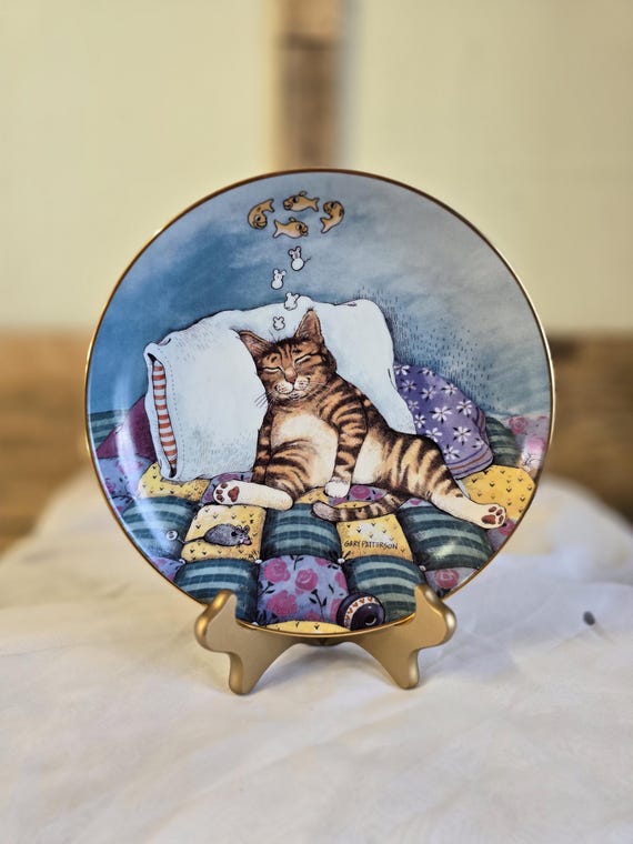 FREE SHIPPING Vtg 1992 Gary Patterson Comical Cats Cat Nap Limited
