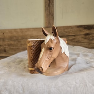 FREE SHIPPING Vtg Ceramic Horse Head Planter Vase