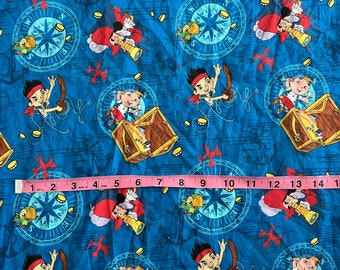 Jack and the Neverland Pirates Captain Hook 100% Cotton Fabric almost  1 yard 35x42 READY 2 SHip