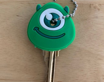 Disney Big MONSTERS INC Mike Wazowski Silicone Keychain House Car Key Cover Cap Anime Holder Party supply