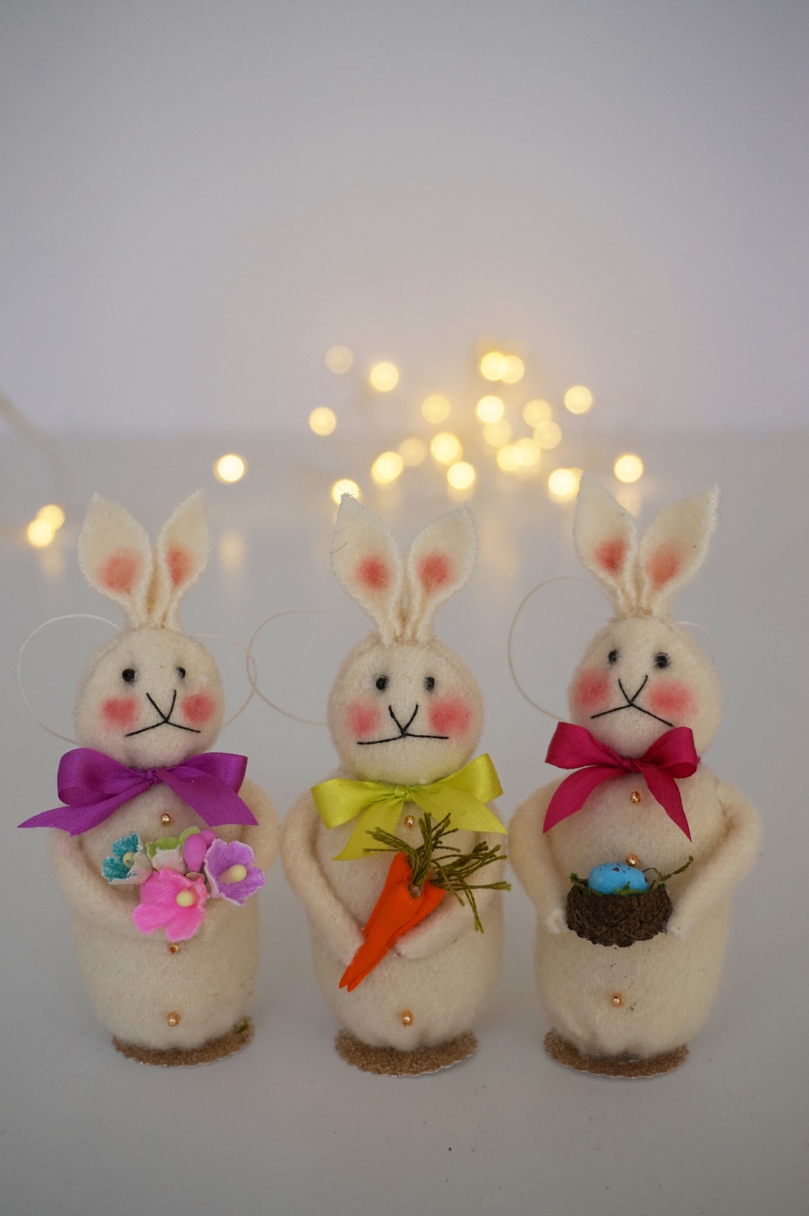 Trio of Vintage Inspired Easter Bunny Ornaments Handmade Etsy