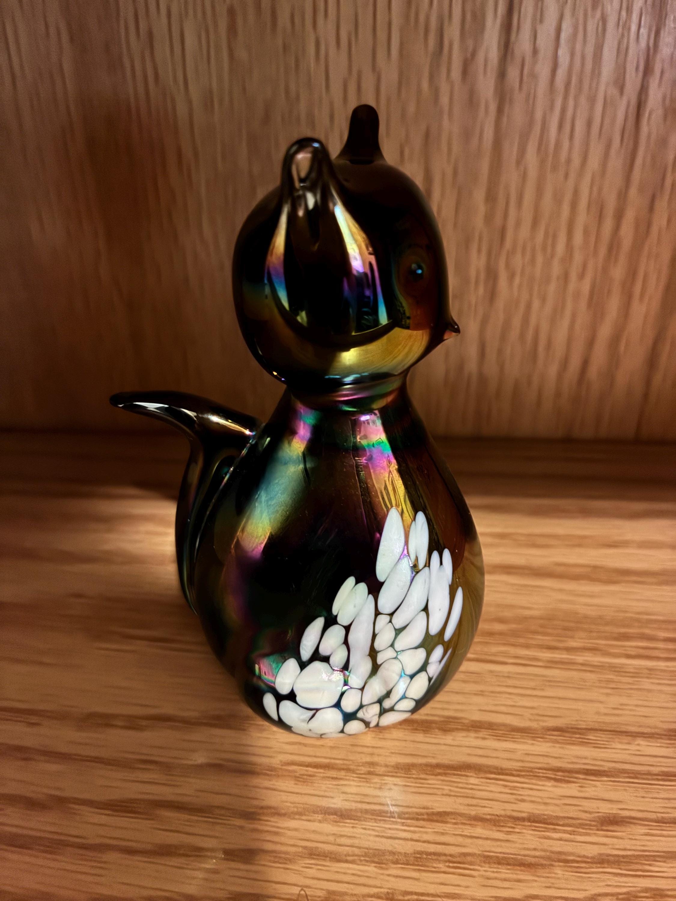 FENTON 花柄 CAT 眠り猫 フェントン ブルーオパールガラス 置物 FENTON 花柄 CAT 眠り猫 フェントン ブルーオパールガラス 置物