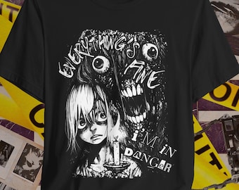 T-shirt graphique monstre effrayant, t-shirt horreur Weirdcore
