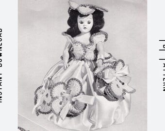 Vintage 1950s Crochet Pattern, Pin Cushion Doll, Pansies, Instant Download