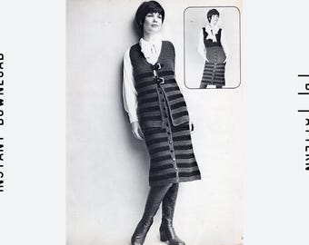 Vintage Crochet Pattern, Skirt and Vest, circa 1970, Instant download
