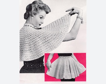 Vintage Häkelanleitung, Cape, Schößchen oder Schürze, 1950er Jahre, PDF Instant Download