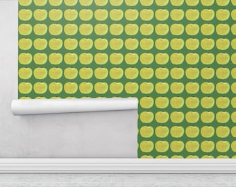 Green Apple Wallpaper - Easy to Apply Peel and Stick , Fresh Fruit Decor