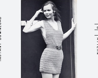 Vintage Häkelmuster Tunika, circa 1970er Jahre, Instant Download