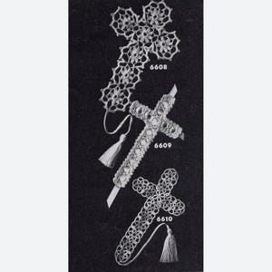 Vintage Crochet and Tatting Patterns, 3 Different Cross Bookmark designs, circa 1949, Instant Download