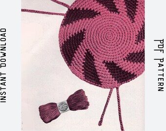 Vintage Crochet Pattern, Chair Seat Cover, circa 1958, Instant pdf download