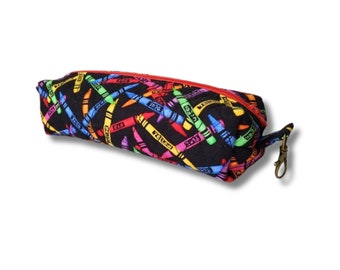 Colorful Crayons, Pencil Pouch with Swivel Clip for Backpack or Bag