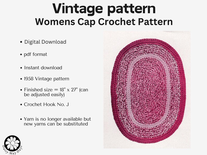 Vintage Crochet Pattern, Circa 1658, Variegated Crocheted Oval Rug ...