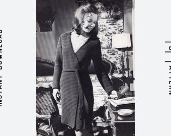 Vintage Kleid häkeln, Wickelmuster, circa 1971, Instant Download