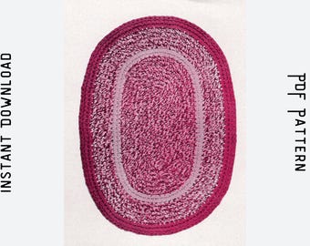 Vintage Crochet Pattern, circa 1658, Variegated Crocheted Oval Rug, Instant pdf Download