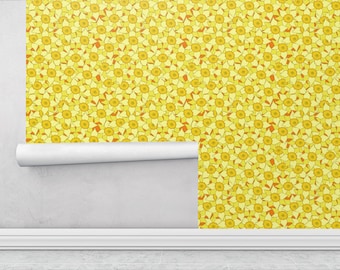 Versatile Peel and Stick Fabric Wallpaper - Fresh Yellow Daffodils Bring Nature Indoors!