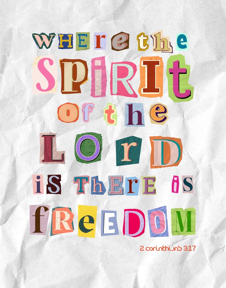 2 Corinthians 3:17 Typography Poster Trendy Christian Wall Art Ransom ...