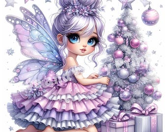 Christmas Fairy Clipart Bundle Set of 10 JPGs  for DIY Crafts Holiday Decor, Fantasy Christmas Scrapbooking, Card Making and Printables