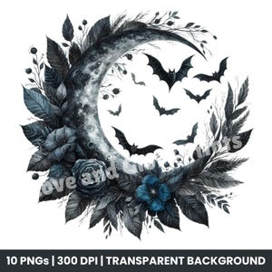 Halloween Wreath Clipart Set of 10 PNGs Halloween Images, Printable Watercolor clipart, Digital download, Paper craft, junk journals