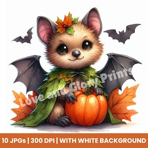 Watercolor Cute Autumn Baby Animals Collection Set of 10 JPGs Fall Animal Clipart, Autumn Clipart, Woodland Animal Clipart for Autumn Crafts