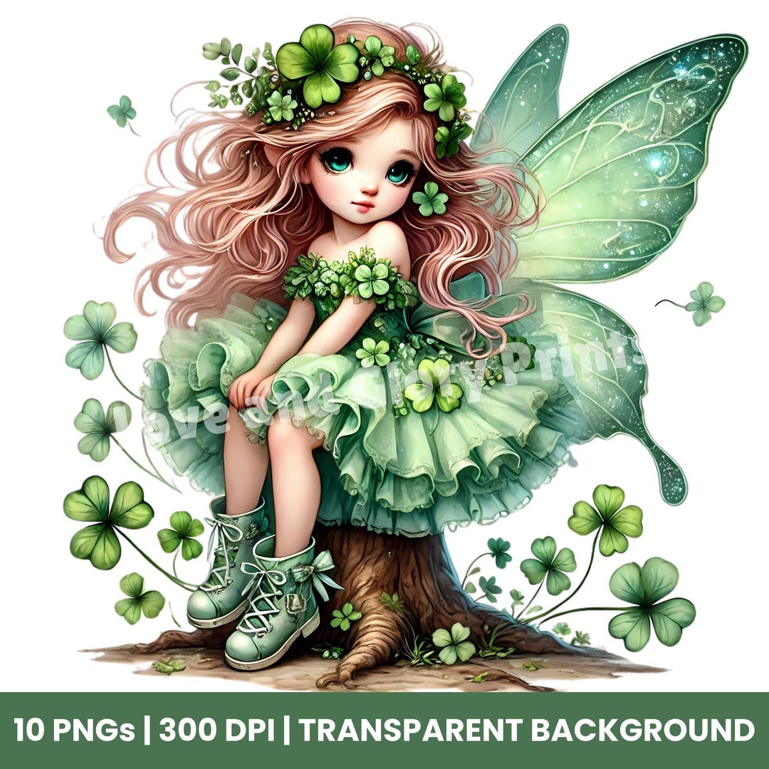 Clover Fairy Clipart Set of 10 PNG, St Patricks Png Clipart, St ...