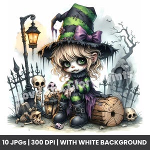 Zombie Gnome Clipart Set of 10 JPGs Halloween Gnome, Spooky Gnomes, Halloween Graphics, Gnomes Images for Halloween, Cute Spooky Papercrafts