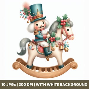 Watercolor Christmas Nutcracker Clipart Bundle, Festive Nutcracker Illustrations, Printable Holiday JPGs, Christmas Scrapbooking & Crafts