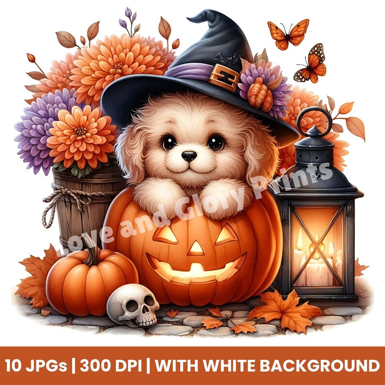 Halloween Dogs Clipart Bundle Set of 10 Jpgs Dog Clipart, Halloween Dog ...