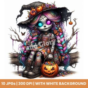 Candy Collector Zombie Gnome Clipart Set of 10 JPGs Halloween Clipart, Zombie Clipart, Spooky Gnomes, Halloween Graphics, Junk Journal Gnome
