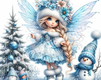 Christmas Ice Princess Clipart Set of 10 JPGs Magical Winter Wonderland Fantasy Fairy Clip Art Christmas Decor, Christmas Clipart for Crafts