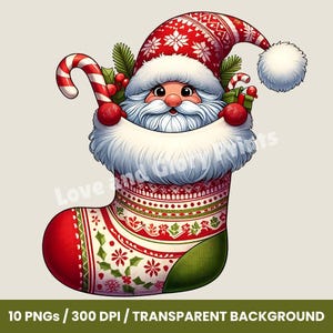 Gnomo navideño en una media Clipart Conjunto de 10 Clipart PNG Gnomo navideño Clipart Vacaciones de invierno Fantasía Clipart Gnomo PNG Gnomo de Navidad