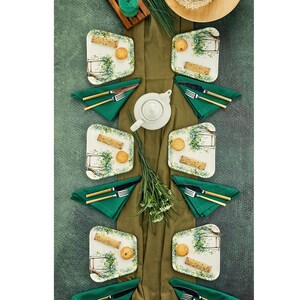 6-Piece Green Triangle Dessert Plate Set | Modern Ceramic Cake Serving Plates