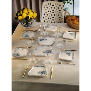 6-Person Stackable Breakfast Set – Handmade Ceramic Serving Plates & Dessert Dish Set